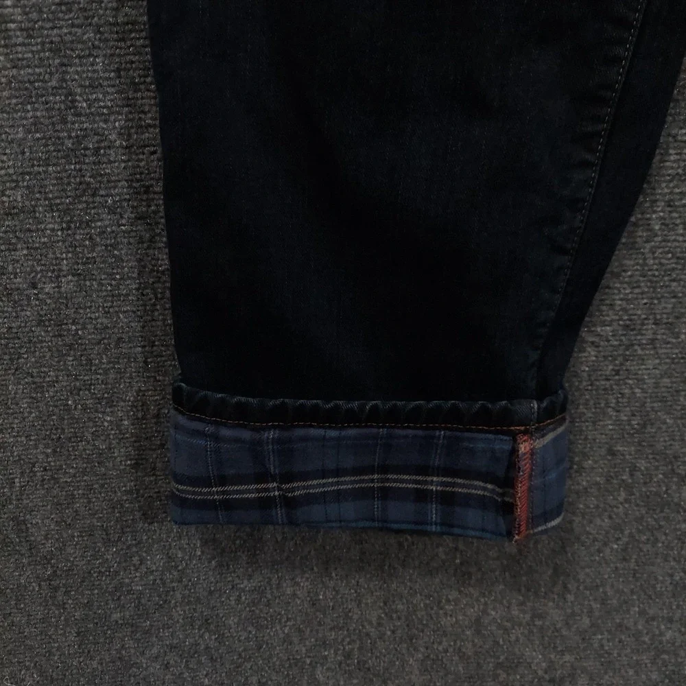 Eddie Bauer Relaxed Fit Jeans Mens 38x36 Blue Dark Flannel Lined Denim Pants